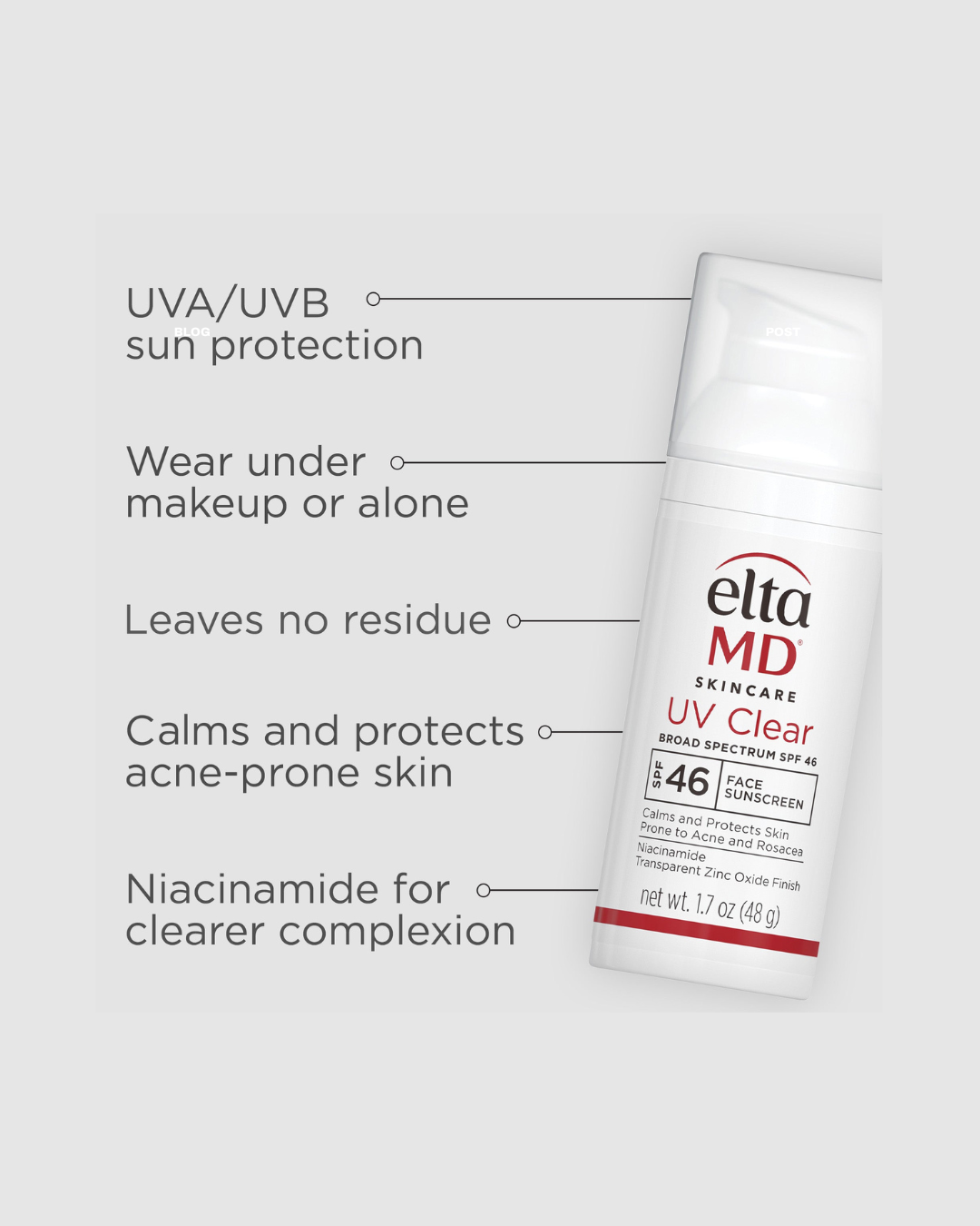 Protection solaire pour le visage UV Clear teinté FPS46 Elta MD